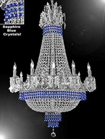 Empire Crystal Chandelier Chandeliers Lighting Dressed With Sapphire Blue Crystals Great For The Dining Room Foyer Living Room H32" X W25" - B83-Cs/1284/8+4