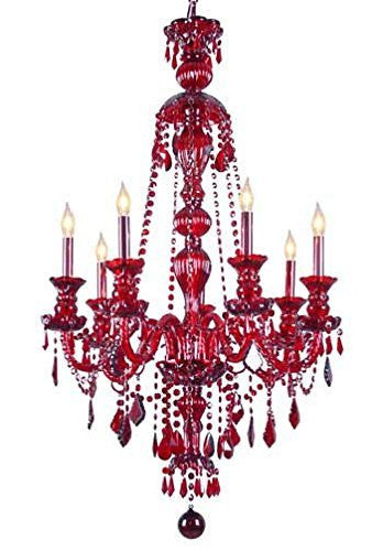 Ruby Red Crystal Chandelier Lighting Empress Crystal (Tm) H42" X W26" - J10-Red/26040/7