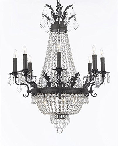 Swarovski Crystal Trimmed Chandelier French Empire Crystal Chandelier Lighting Chandeliers H32" X W25" With Dark Antique Finish - A500-B88/1280/8+4Sw