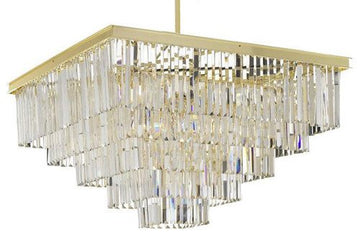 Inspired Odeon Style Crystal Glass Fringe 5-Tier Semi Flush Mount Chandelier W 34" X H 29" - 26010/18