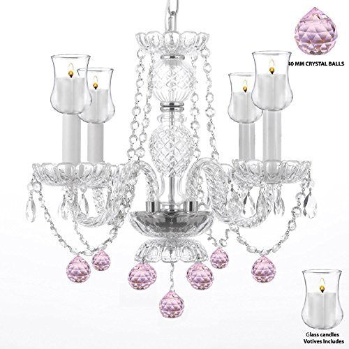 Crystal Chandelier Lighting Chandeliers W/ Candle Votives H17" W17" - For Indoor / Outdoor Use Great For Outdoor Events Hang From Trees / Gazebo / Pergola / Porch / Patio / Tent - J10-B31/B76/26098/4