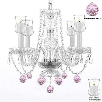 Crystal Chandelier Lighting Chandeliers W/ Candle Votives H17" W17" - For Indoor / Outdoor Use Great For Outdoor Events Hang From Trees / Gazebo / Pergola / Porch / Patio / Tent - J10-B31/B76/26098/4