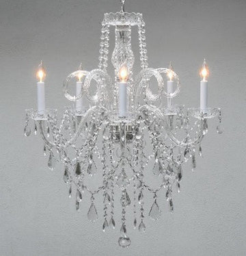 Swarovski Crystal Trimmed Chandelier Authentic All Crystal Chandelier H30" X W24" - Go-A46-3/385/5 Sw