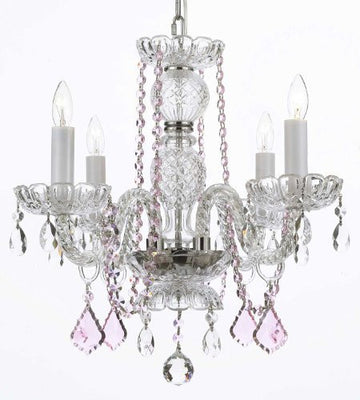 Crystal Chandelier Lighting With Pink Color Crystal - J10-Pinkb2/26098/4