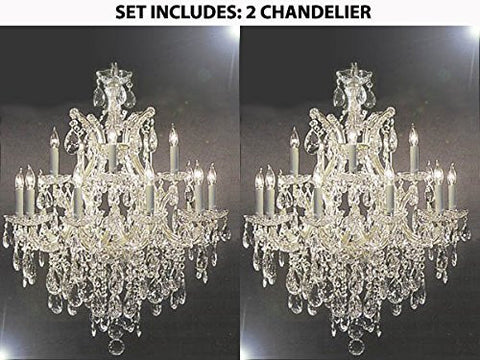 Set Of 2 - Maria Theresa Swarovski Crystal Trimmed Chandelier Lighting Chandeliers H30" X W28" - 2Ea-Silver/21532/12+1Sw A500-