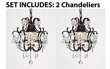 Chandeliers Wrought Iron Crystal Chandelier Island Pendant Lighting H14" W11" **Set Of 2*** - J10-26030/1-Set Of 2