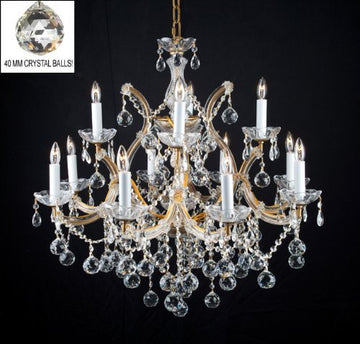 New Lighting Chandelier W/ Crystal Balls H 30" X W 28" - A500-B6/21532/12+1