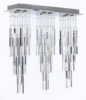 Modern Contemporary Chandelier Triple "Rain Drop" Chandeliers Lighting With Empress Crystal (Tm) Optical-Quality Fringe Prisms H31" X W39" X L10" - G93-B28/815/3+3+3