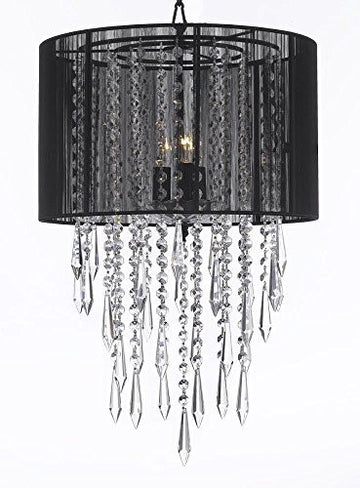 Crystal Chandelier Empress Crytal (Tm) Chandeliers With Large Black Shades H24" X W15" - G7-B27/Black/3/26029/3