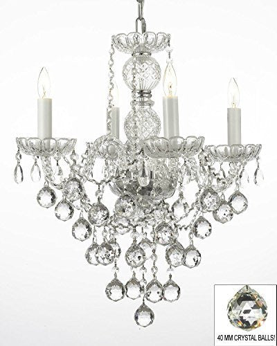 Swarovski Crystal Trimmed Chandelier New Authentic All Crystal Chandelier Lighting W/ 40Mm Crystal Balls H22" X W17" - J10-B6/3/26098/4 Sw