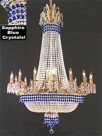 Empire Crystal Chandelier Chandeliers Lighting Dressed With Sapphire Blue Crystals! Great for the Dining Room Foyer Living Room! H50" X W40" - A500-B83/1280/14+7