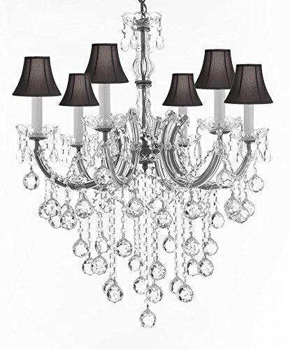 Maria Theresa Chandelier Crystal Lighting Chandeliers With Black Shades H 30" W 22" - J10-Sc/B61/Silver/26067/6