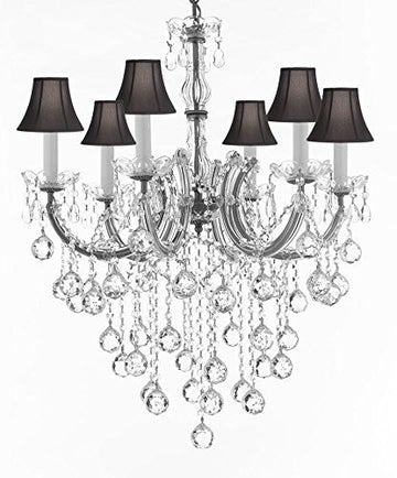 Maria Theresa Chandelier Crystal Lighting Chandeliers With Black Shades H 30" W 22" - J10-Sc/B61/Silver/26067/6