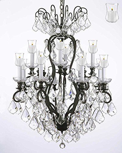 Wrought Iron Crystal Chandelier Lighting Chandeliers With Candle Votives H30" X W28" - A500-B31/556/12