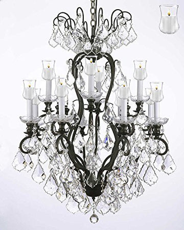 Wrought Iron Crystal Chandelier Lighting Chandeliers With Candle Votives H30" X W28" - A500-B31/556/12