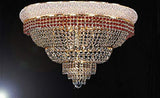 Flush French Empire Crystal Chandelier Chandeliers Moroccan Style Lighting Trimmed with Ruby Red Crystal! Good for Dining Room, Foyer, Entryway, Family Room and More! H16" X W30" - A500-FLUSH/B74/CG/448/21