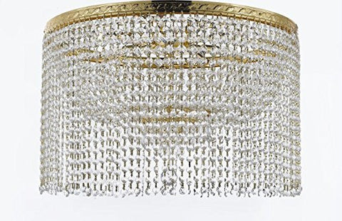 French Empire Crystal Semi Flush Chandelier Chandeliers Lighting With Crystal Bead Shade / Curtain H19" X W24" - A500-Flush/B68/Cg/870/9