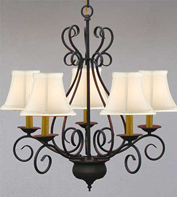 Wrought Iron Chandelier Crystal Lighting Empress Crystal (Tm) Chandeliers H25.5" W25.5" - P7-SC/WHITESHADE/441/5