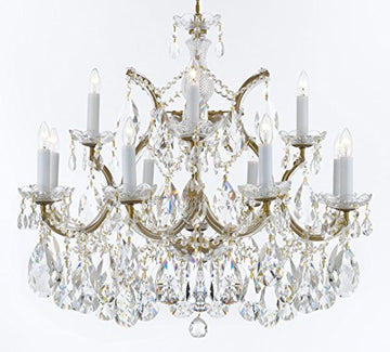 Swarovski Crystal Trimmed Maria Theresa Chandelier Crystal Lighting Chandeliers Lights Fixture Pendant Ceiling Lamp for Dining room, Entryway, Living room With Large, Luxe Crystals! H22" X W28" - A500-B89/21532/12+1SW