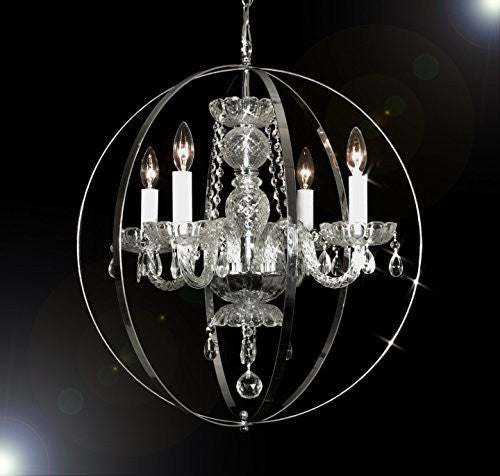 Swarovski Crystal Trimmed Chandelier Spherical Orb Crystal Chandelier Lighting H 23" W 23" - Go-J10-B66/26098/4Sw