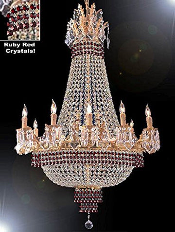 Empire Crystal Chandelier Chandeliers Lighting Dressed With Ruby Red Crystals Great For The Dining Room Foyer Living Room H40" X W30" - A500-B74-Cg/1280/10+5