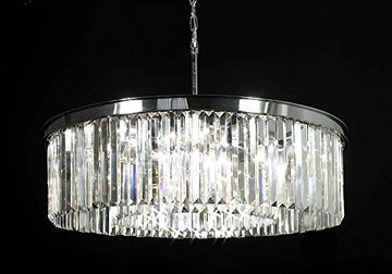Inspired Odeon Style Empress Crystal Glass Fringe 1-Tier Chandelier Chandeliers Lighting Chrome Finish - G7-Cs/2164/11