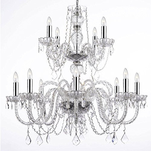 Empress Crystal (Tm) Chandelier Lighting With Chrome Sleeves H30" W28" - J10-B43/26048/8+4