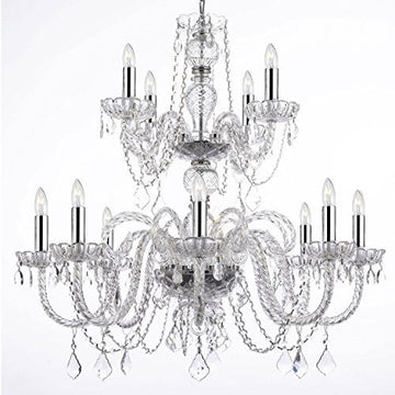 Empress Crystal (Tm) Chandelier Lighting With Chrome Sleeves H30" W28" - J10-B43/26048/8+4