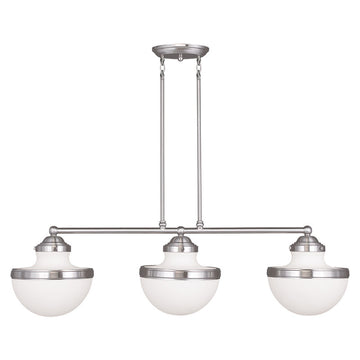 Livex Oldwick 3 Light Brushed Nickel Linear Chandelier - C185-5718-91