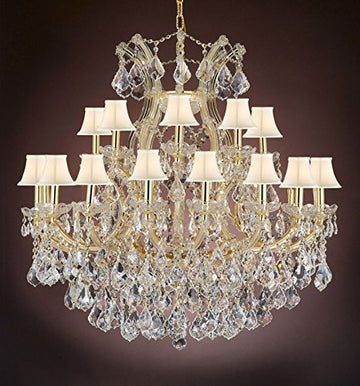 Maria Theresa Empress Crystal(Tm) Chandelier Lighting With White Shades H 36" W 36" - Cjd-Cg/Sc/2181/36