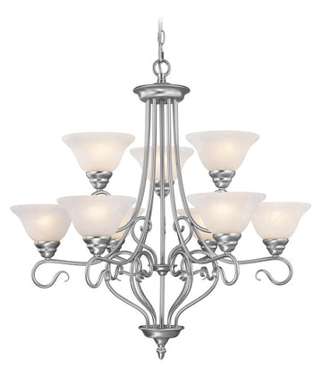 Livex Coronado 9 Light Brushed Nickel Chandelier - C185-6119-91