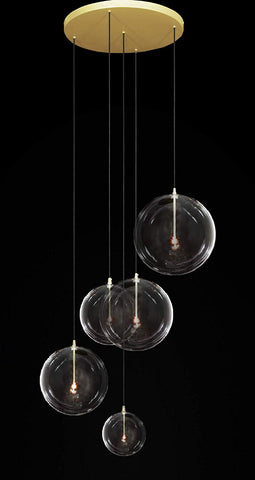 *CLOSEOUT PRICE - LIMITED QUANTITY LEFT* Glass Globe Mobile Chandelier - Industrial Loft Rustic Lighting Great for Living Room, Dining Room, Foyer and Entryway, Family Room - CO-CG/4494/5