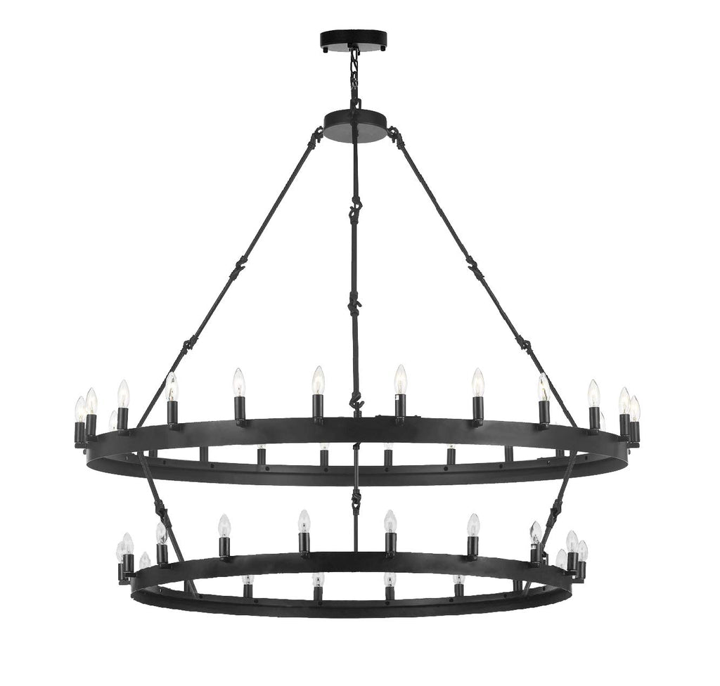 Castile Two Tier Wrought Iron Chandelier - Industrial Loft Rustic Lighting W 50" H 60"