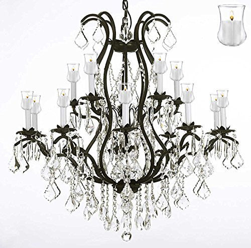 Wrought Iron Chandelier Crystal Chandeliers Lighting With Candle Votives H36" X W36" - A500-B31/3034/10+5