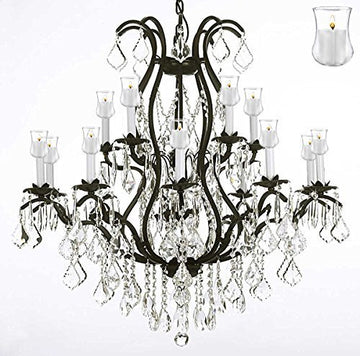 Wrought Iron Chandelier Crystal Chandeliers Lighting With Candle Votives H36" X W36" - A500-B31/3034/10+5