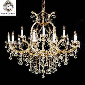 New Crystal Chandelier 37X38 W/Crystal Balls - A500-B6/21510/15+1