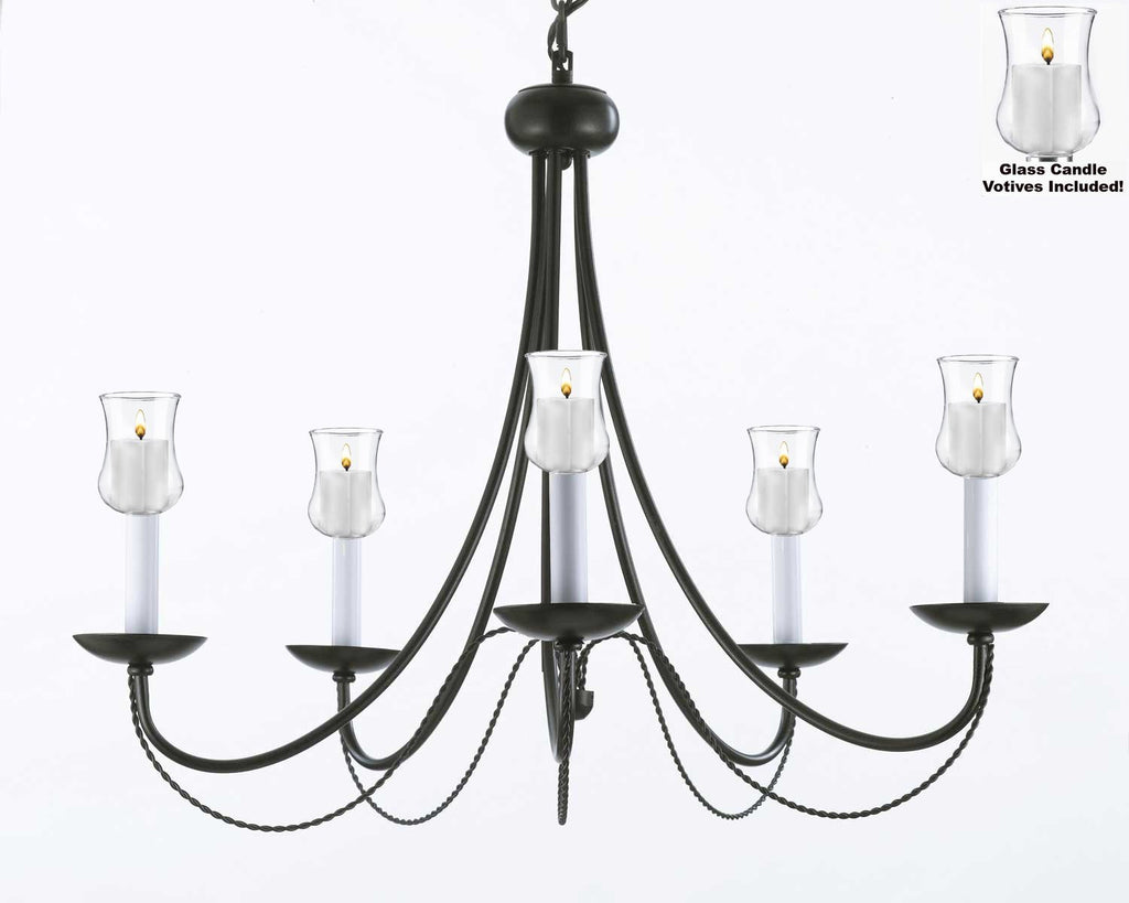 Empress Crystal (Tm) Chandelier W/ Candle Votives H22.5" W26" - For Indoor / Outdoor Use Great For Outdoor Events Hang From Trees / Gazebo / Pergola / Porch / Patio / Tent - J10-B31/26031/5