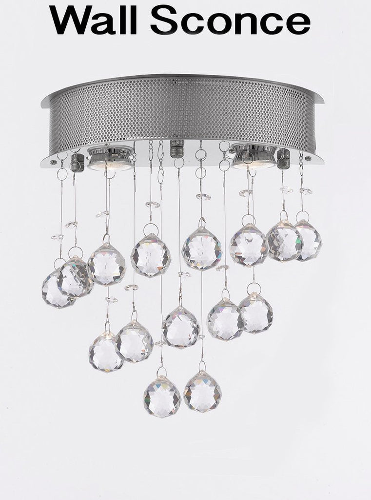 Wall Sconce Modern Wall Sconce Rain Drop Lighting Crystal Ball Fixture Pendant Ceiling Lamp H16 X W12 2 Lights Wall - C9077/2