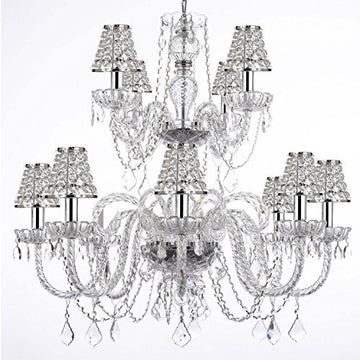 Empress Crystal (Tm) Chandelier Lighting With Chrome Sleeves And Crystal Shades - J10-B32/B43/26048/8+4