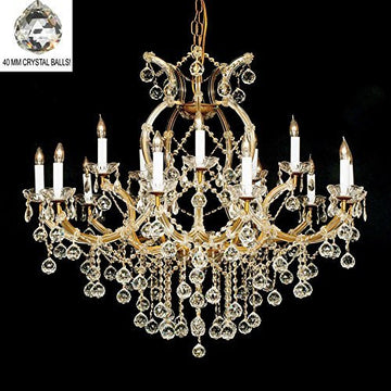 Swarovski Crystal Trimmed Chandelier New Crystal Chandelier 37X38 W/Crystal Balls - A500-B6/21510/15+1 Sw