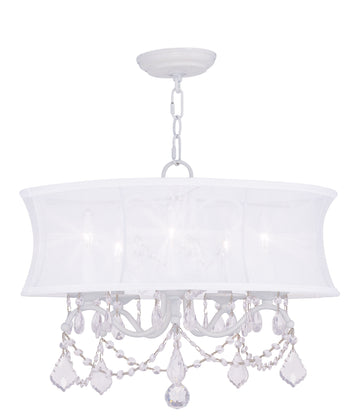Livex Newcastle 5 Light White Chandelier - C185-6305-03