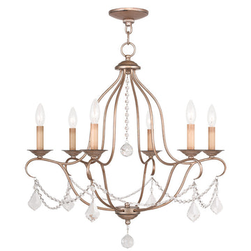 Livex Chesterfield 6 Light Antique Silver Leaf Chandelier - C185-6426-73