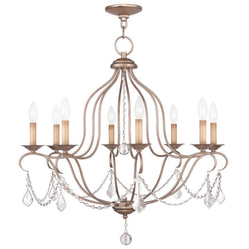 Livex Chesterfield 8 Light Antique Silver Leaf Chandelier - C185-6427-73