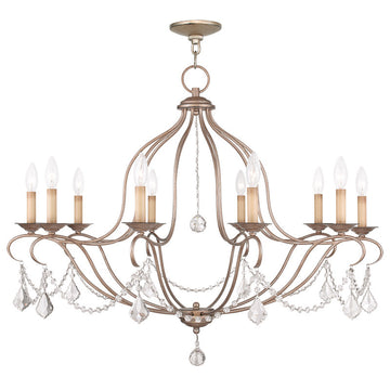 Livex Chesterfield 10 Light Antique Silver Leaf Chandelier - C185-6430-73