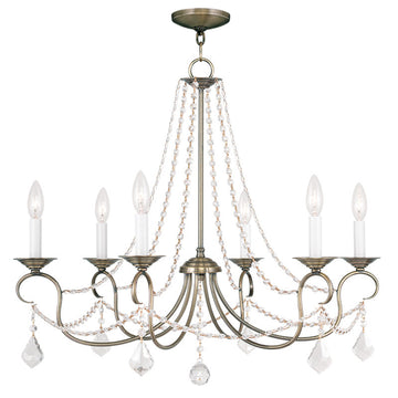 Livex Pennington 6 Light Antique Brass Chandelier - C185-6516-01