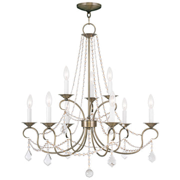 Livex Pennington 9 Light Antique Brass Chandelier - C185-6519-01