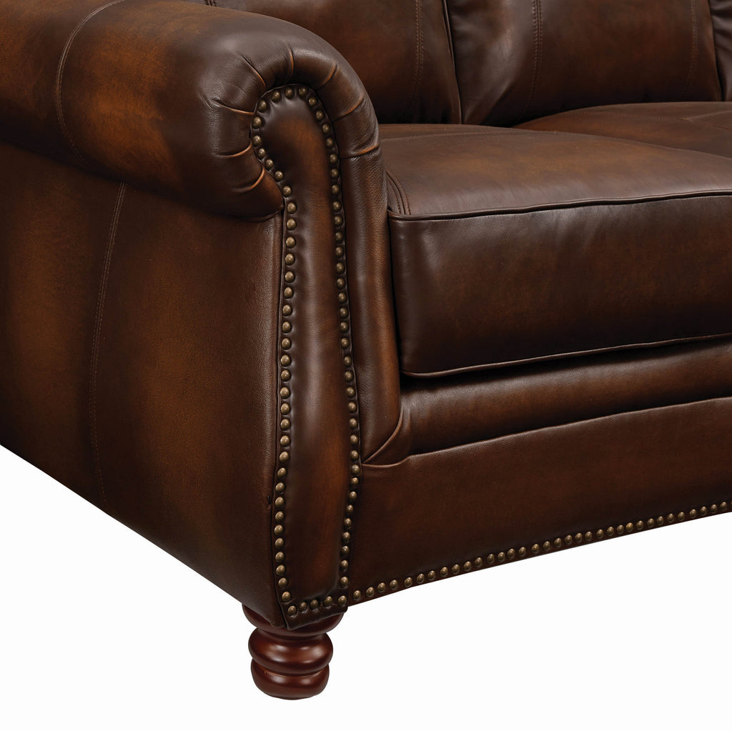 Set of 2 - Montbrook Rolled Arm Sofa + Loveseat Hand Rubbed Brown - D300-10020