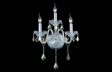 C121-7853W3C-GT/RC - Regency Lighting: Verona 3 light Chrome Wall Sconce Golden Teak (Smoky) Royal Cut Crystal