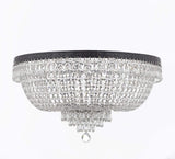 Set of 2-1 French Empire Crystal Chandelier Lighting H30" X W24" w/Dark Antique Finish! and 1 French Empire Crystal Flush Chandelier Lighting H18" X W24" w/Dark Antique Finish! - 1EA CB/870/9 + 1EA FLUSH/CB/870/9 A500-