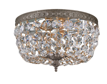 2 Light English Bronze Traditional Ceiling Mount Draped In Clear Italian Crystal - C193-710-EB-CL-I